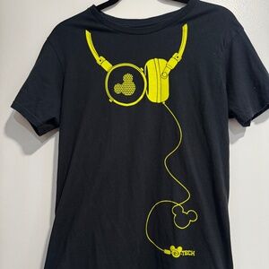 Disneyland Dj Mickey Black Tee with Yellow Graphic
